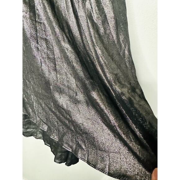 DEREK LAM Silver Metallic One Shoulder Pleated Black Mini Dress Size EU 44 - Picture 9 of 12